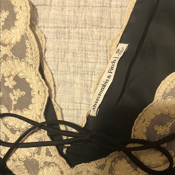 Abercrombie & Fitch Black Midi Slip Dress with Plunge Neckline and Slit - Picture 3 of 7